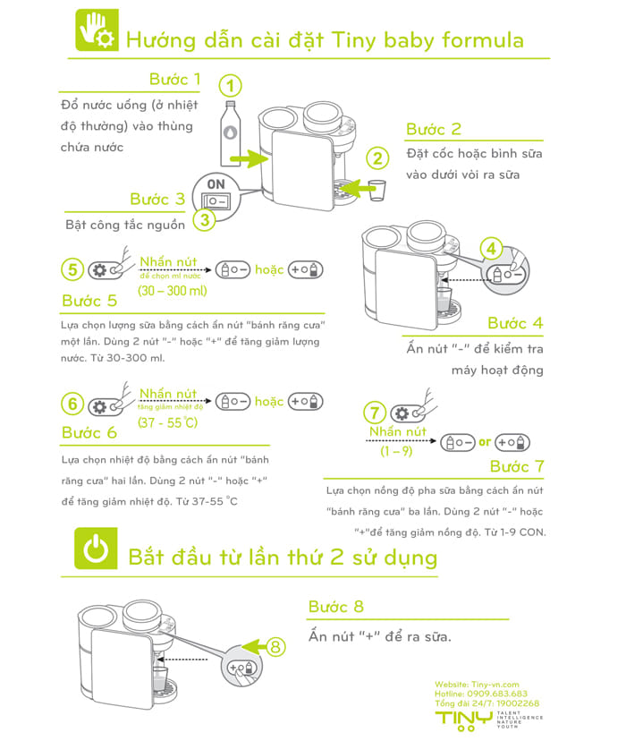 Máy pha sữa tự động Tiny Baby Formula 23 May Pha Sua Thong Minh Tiny Baby Formula 3